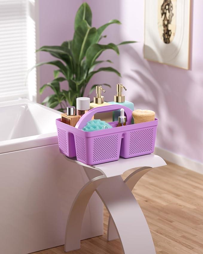 MLIKLU 4 Pack Portable Shower Caddy, Integrated Handle, Reinforced Plastic, Quick-Dry Ventilation Holes, Multi-purpose Storage Basket for Home, Dorm and Bathroom, Kitchen, Under Sink Storage, Purple - ModernBath