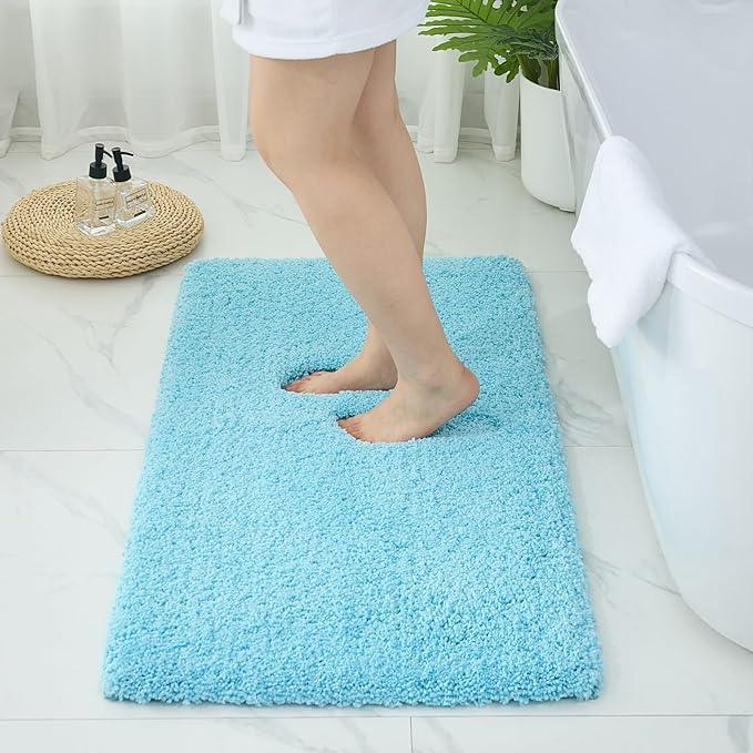 Ruggnovea Bathroom Rugs Non Slip Washable 59x24, Ultra Soft Thick Shaggy Absorbent Bath Mats, High Density Foam Latex Non Slip Backing Bath Rugs, Microfiber Bath Mats for Bathroom Floor&Sink,Teal - ModernBath