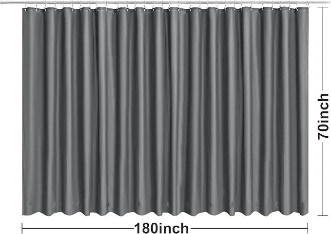 Clawfoot Tub Shower Curtain with 12 Magnets - 36 Metal Hooks Included, 180" W x 70" H Wrap Around, Waterproof PEVA Shower Liner for Bathroom, PVC Free, Metal Grommets - Dark Gray, 180x70 - ModernBath