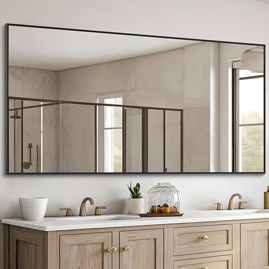 DESBING Black Bathroom Mirror for Wall, 30x55 Inch Rectangle Mirrors with Metal Frame, Modern Vanity Wall Mirror Decor for Entryway Hangs, Bathroom Living Room Horizontal or Vertical - ModernBath