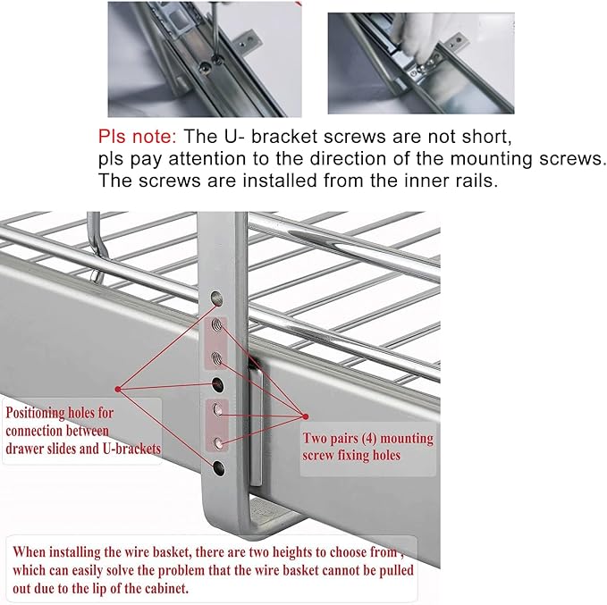 DINDON 2 Tier Pull Out Cabinet Organizer (20" W X 18" D), Double Tier Wire Basket Slide Out Shelf Storage for Kitchen Base Cabinet Organization for Kitchen, Pantry, Bathroom, Chrome