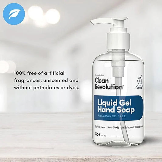 Clean Revolution Liquid Gel Hand Soap, Silky Rich Liquid, Quick Lather, Fast Rinsing (Fragrance Free) 8 Fl Oz (Pack of 2) - ModernBath