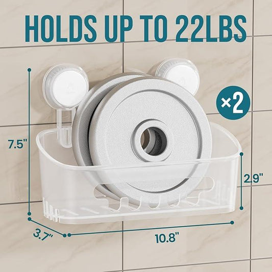 TAILI Shower Caddy Suction Cup, Heavy Duty Bathroom Organizer, Removable Shelves for Inside Shower, Shampoo, Waterproof Suction Plastic Storage for Bathroom Accessories Holder, Frosted Clear - ModernBath