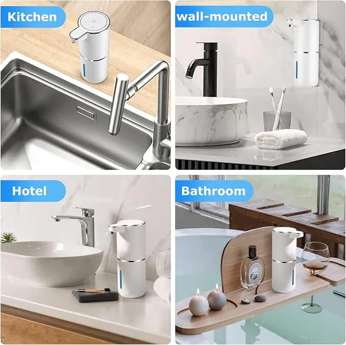 2 Pack Automatic Soap Dispenser,Automatic Liquid Soap Dispenser Touchless,12.8oz/380ml USB Rechargeabled Wall Mounted Smart Soap Dispensers for Bathroom Kitchen Dish Soap - ModernBath