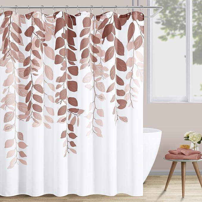 BOODII Rustic Brown Shower Curtain for Bathroom Botanical Eucalyptus Nature Eucalyptus Shower Curtain Set Floral Leaves Waterproof Bathroom Bath Curtains with Hooks 72x72 - ModernBath