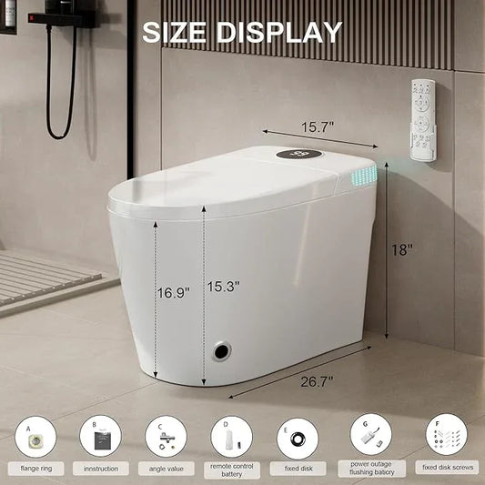 ZAOZUO Smart Toilet with Built-In Bidet, Heated Seat & Child Mode, Multiple Flushing Modes, Self-Cleaning Nozzle & Tankless One Piece Elongated Toilet - ModernBath