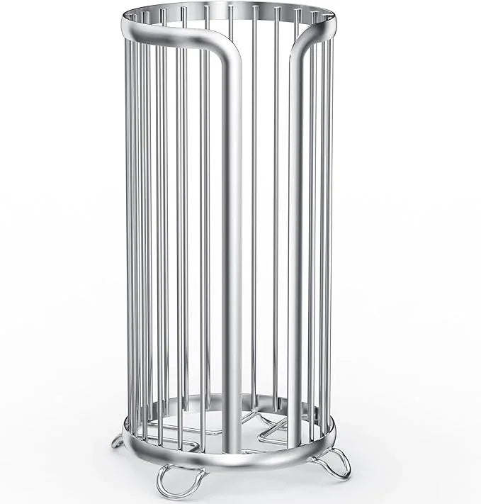 Toilet Paper Holder Stand, Freestanding Toilet Tissue Organizer, Minimalistic Storage Solution, Reserve Mega Rolls-Silver - ModernBath