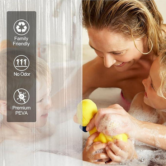 AmazerBath Clear Shower Curtain, 72x72 Plastic Shower Curtain, PEVA Waterproof Shower Curtain, Medium Weight Shower Curtains for Bathroom with 3 Weighted Magnets and 12 Rustproof Grommet Holes - ModernBath