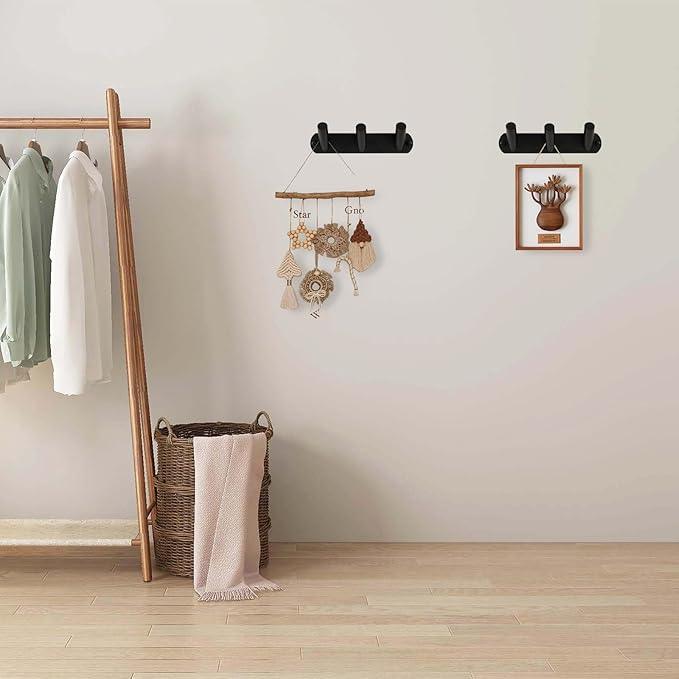 NINETREX Coat Rack Wall Mounted, Black Metal Coat Rack with 3 Coat Hooks Heavy Duty Coat Hanger Hooks Bag Hat Towel Rack for Entryway, Bathroom, Bedroom, Kitchen, and Hallway(Black,Round) - ModernBath