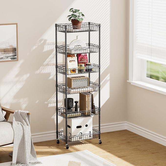 SINGAYE Shelf Closet Wire Shelving:Adjustable Metal Unit for Laundry Room Organization Bathroom Kitchen Home Storage with Wheels Pantry Rack Shelves - ModernBath