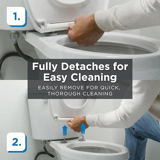Gerber Soft-Close Elongated Toilet Seat with One-Button Quick-Release, Top-Mount Installation, Non-Slip Bumpers, and Cover, Heavy-Duty Plastic, White, GC550126 - ModernBath