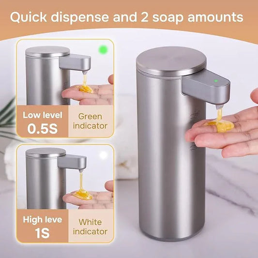 Automatic Soap Dispenser Stainless Steel with Sensor Infrared Soap Dispenser Electric IPX5 Waterproof USB-C Charging Motion Sensor for Kitchen & Bathroom, 9oz (Silver) - ModernBath