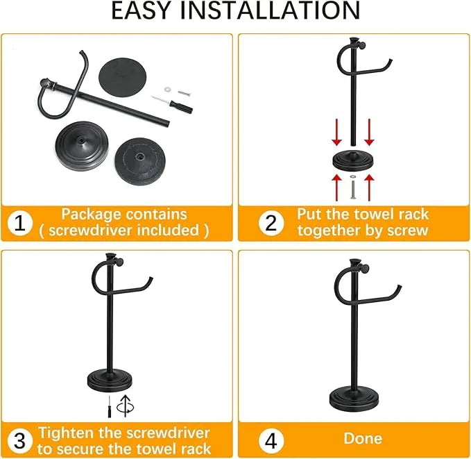 BESy 17 Inch Oil Rubbed Bronze Stand Towel Bar Hanger Hand Towel Bar Bathroom Vanity Countertop Towel Holder Free Standing Stainless Steel Towel Ring Hardware Accessories Towel Rack - ModernBath