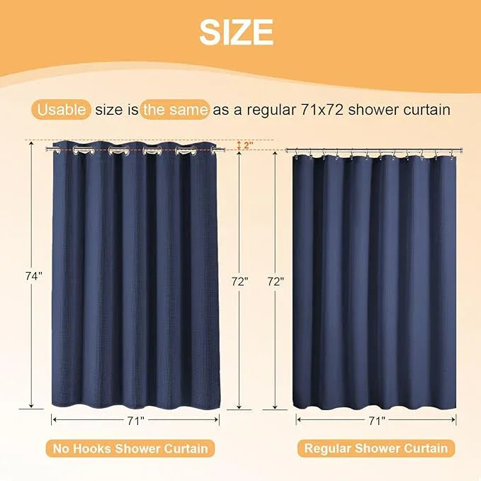 River Dream Hotel Grade No Hooks Needed Shower Curtain with Snap in Liner,Water Repellent, Machine Washable (Navy Blue, 71"x74"(W/Liner)) - ModernBath