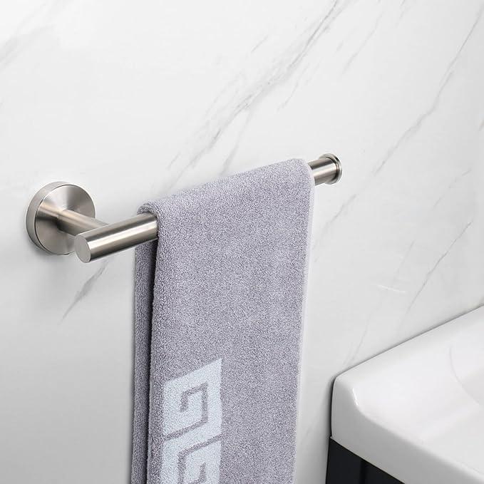 NearMoon Hand Towel Holder/Towel Ring, Thicken Stainless Steel Hand Towel Bar for Bathroom, Rustproof Wall Mounted Towel Rack, Contemporary Style Bath Accessories, 9 Inch (2 Pack, Brushed Nickel) - ModernBath