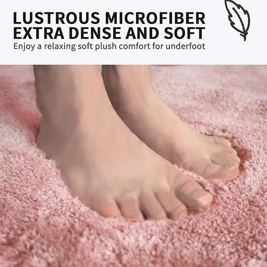 FIFU Bathroom Rugs 24" W x 36" L, Bath Mat for Bathroom, Bedroom, Laundry Room & Kitchen, Non-Slip Rubber Latex Backing, Extra Soft and Absorbent Microfiber Carpet, Machine Washable Rug, Pink - ModernBath