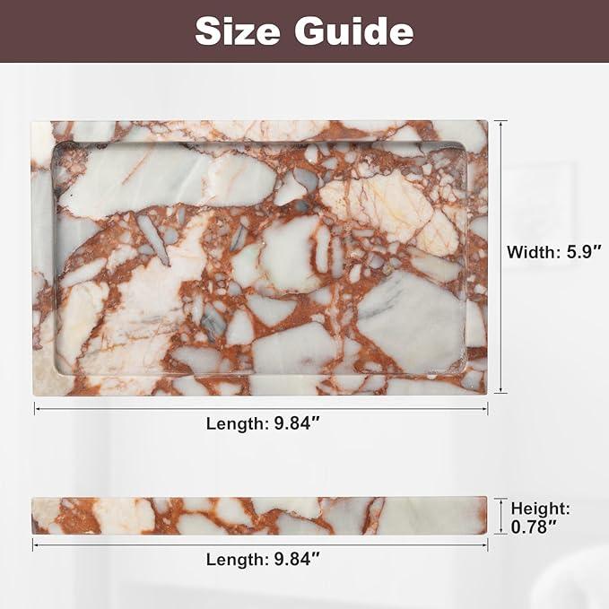 Deep Red Marble Rectangular Tray 10x6 Inch - Bathroom & Vanity Organizer, Jewelry Tray, Kitchen Counter Decor - Natural Stone Catchall - ModernBath