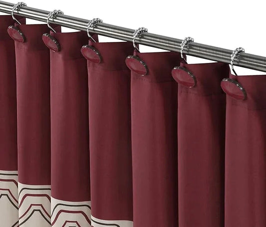 BESTRIPES Shower Curtain Hooks Rings, Decorative Rust Proof Stainless Steel Glide Rollers Shower Hooks Rings for Bathroom Shower Rods Curtains, Set of 12, Red - ModernBath