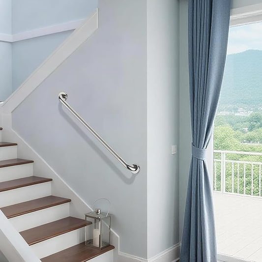 36 Inch Anti Slip Shower Grab Bar, Munzong Bathroom Grab Bar for Showers, Brushed Nickel Knurled Handicap Balance Bar,Safety Hand Rail Support Elderly Senior Assist Bath Handle