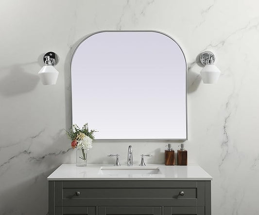 Illuminate, Metal Frame Arch Mirror 36X34 Inch in, Modern, Silver