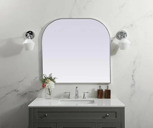 Illuminate, Metal Frame Arch Mirror 36X34 Inch in, Modern, Silver - ModernBath