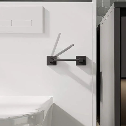 Ruacq Toilet Paper Holder Matte Black Double Post Pivoting Square Tissue Holders Roll Holder Hangers Toilet Paper Modern Wall Mounted, Commercial Bathroom Toilet Paper Roll Holder - ModernBath