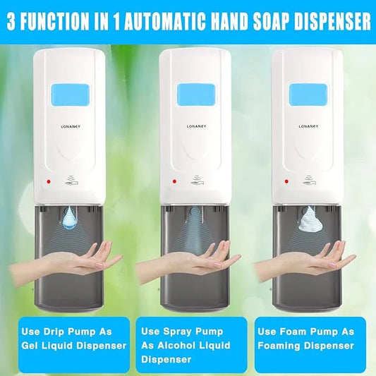 LONANEY Touchless Automatic Foaming Hand Soap Dispenser Wall Mount, Motion Sensor Foam Liquid Refill Bottle Sanitizer Dispensing for Bathroom Kitchen Home Farmhouse Station - ModernBath