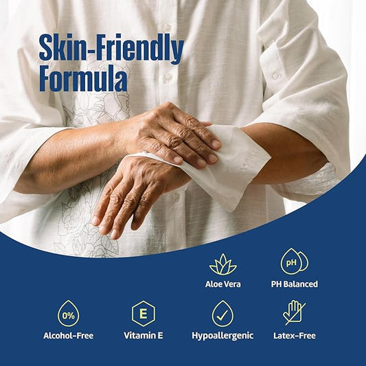 Adult Wipes for Elderly 12 Pack - Extra Large Extra Thick No-Rinse Bathing Wet Wipes for Adults - Incontinence Shower Alternative Disposable Washcloths - Fragrance-Free XXL