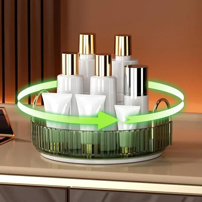 YCIA&DONE 360 Rotating Makeup Organizer and Storage for Vanity Countertop 1 Tier, High Capacity Cosmetic Skincare Perfume Organizers for Dresser Bathroom Fridge Lazy Susan (Vintage Green) - ModernBath