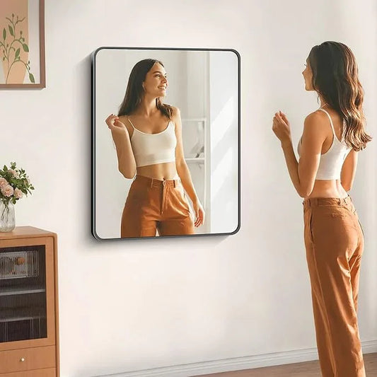 DESBING 30" x 36"Bathroom Mirror, Matte Black Wall Mirror with Metal Frame, Decorative Rectangular Vanity Mirror for Bedroom Bathroom Living Room Entryway (Horizontal/Vertical) - ModernBath