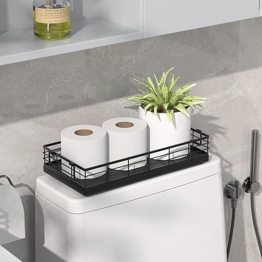 JNFUZ Toilet Paper Basket, 2PCS 13 Inch Bathroom Basket Tank Tray Top Storage Toiletries Organizer for Bathroom, Living Room and Kitchen