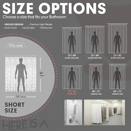 Hereisa Short 3D Pebble Pattern Waterproof Shower Curtain Liner EVA Shower Curtain with 3 Bottom Magnets, Shower Liner for Shower Stall, Bathtubs, 72 x 66 - ModernBath