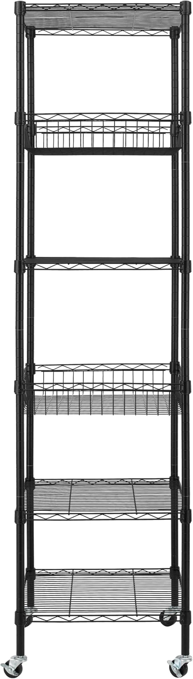 Finnhomy Heavy Duty 6 Tier Wire Shelving Unit with Wheels 18x18x72-inches 6 Shelves Metal Storage Rack Thicken Steel Tube, Adjustable Shelving Rack for Kitchen Bathroom Office, NSF Certified, Black - ModernBath