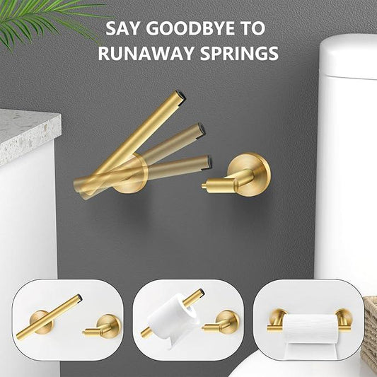 Newfun Bush Gold Toilet Paper Holder, SUS 304 Stainless Steel Adjustable Double Post Pivoting Toilet Paper Roll Holder Wall Mount for Bathroom - ModernBath