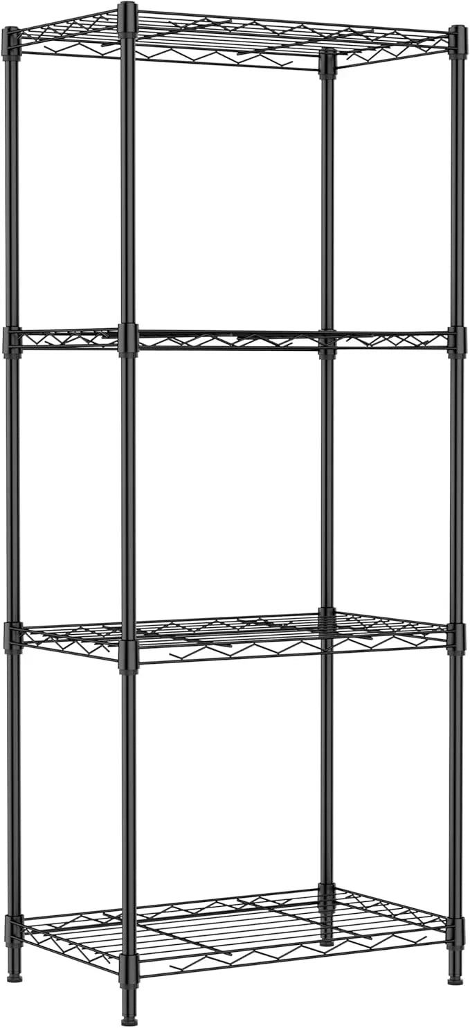 IZEUK 4 Tier Metal Wire Shelf Unit, Black Storage Rack Organizer for Kitchen, Bedroom, Living Room or Laundry Room, 17.7" W x 11.8" D x 41.9" H - ModernBath