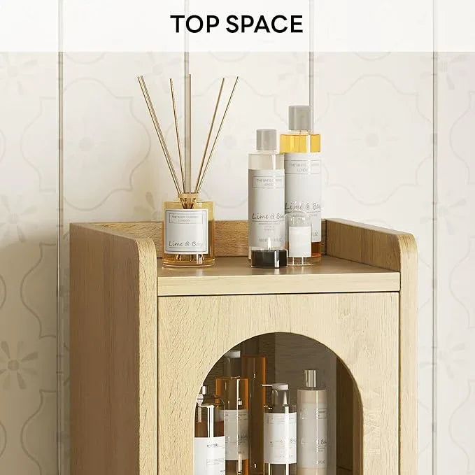LIKIMIO 69" H Tall Bathroom Storage Cabinet with 2 Doors & 1 Drawer, Narrow Adjustable Shelves & Pull-Out Tissue Holder, Slim Freestanding Cabinet for Small Spaces, Kitchen, Entryway, Rustic White - ModernBath