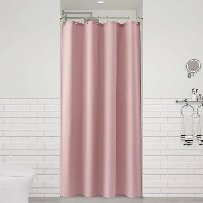 Naturoom Pink 48 Inch Shower Curtain - Stall Narrow Half Linen Ultra Thick Fabric Shower Curtain Set with Hooks, Boho Farmhouse Rustic RV Camper Bath Curtains for Bathroom, 48x72 - ModernBath