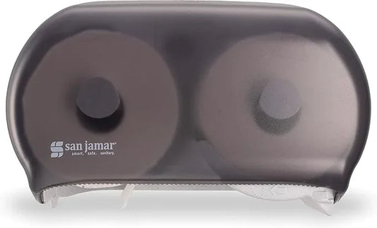 San Jamar Classic Versatwin Plastic Tissue Dispenser, Toilet Paper Holder, Tissue Holder with Dual Dispensing for Bathroom, Commercial, Office, Restaurants, Hospitals, Schools, 5.5 Inches, Black Pearl - ModernBath