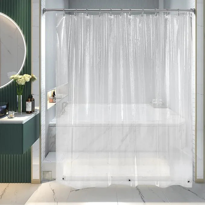 AmazerBath Clear Shower Curtain Liner, 72x78 Long Plastic Shower Curtain Liner, Waterproof PEVA Shower Liner, Cute Lightweight Shower Curtains for Bathroom with 3 Magnets and 12 Rustproof Grommets - ModernBath