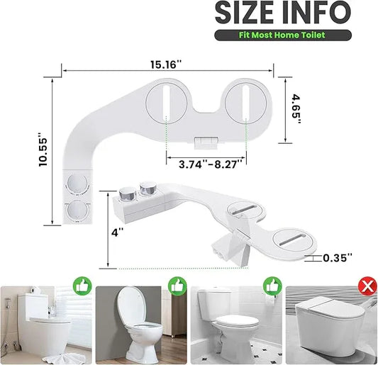 Terapaton Toilet Bidet With Left/Right Side Reversible Design, Fresh Water, Non-Electric, Toilet Bidet Attachment, Right/Left Hand Side with Dual Nozzle, Self-Clean, Easy to Install (Chrome Knob) - ModernBath