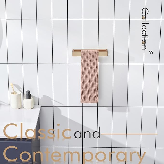 KOKOSIRI Towel Ring Wall Mount Hand Towel Racks 9-Inch Kitchen Holder Bathroom Hardware Champagne Bronze Stainless Steel, 2 Pack B4008CPG-L9-P2