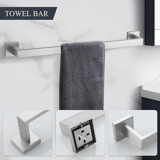 TURS Bathroom Hardware Set Brushed Towel Bar Set Stainless Steel Bathroom Accessories Towel Holder Sets Wall Mounted