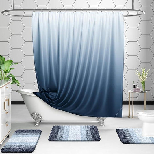 OLANLY Luxury Toilet Rugs U-Shaped 24x20, Extra Soft and Absorbent Microfiber Bathroom Rugs, Non-Slip Plush Shaggy Bath Mat, Machine Wash Dry, Contour Bathroom Mats for Toilet Base, Navy Blue - ModernBath