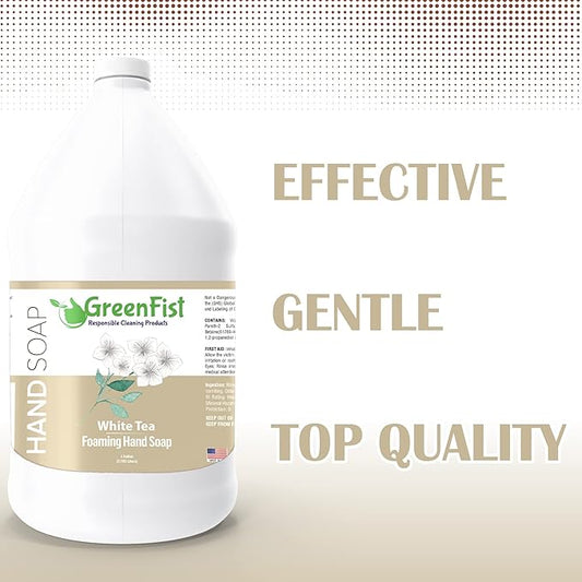 GreenFist Foaming Hand Soap Refills White Tea Scent Jug Foam Refill Made in USA, 128 ounce (1 Gallon)