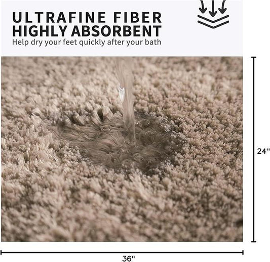 FIFU Bathroom Rugs 24" W x 36" L, Bath Mat for Bathroom, Bedroom, Laundry Room & Kitchen, Non-Slip Rubber Latex Backing, Extra Soft and Absorbent Microfiber Carpet, Machine Washable Rug, Beige - ModernBath