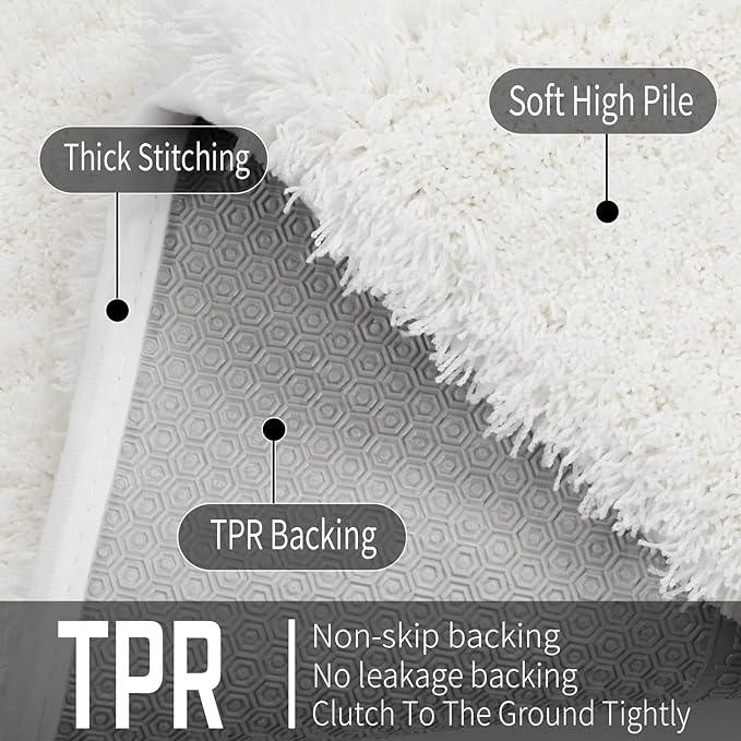 Yimobra Bathroom Rugs Non Slip Washable, Ultra Soft and Water Absorbent Bath Mats, Plush Fluffy Shower Mat Outside, Microfiber Thick Matts for Bathroom Floor/Sink, 24x17, Off White - ModernBath