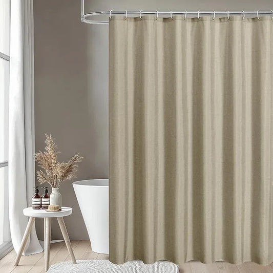 THAIGEE 2-in-1 Waterproof Long Fabric Shower Curtain or Liner,Linen Textured,78 Inch Breathable TPU & Washable Bathroom Shower Curtain Set with 12 Plastic Hooks,Modern,72"x78" Khaki - ModernBath
