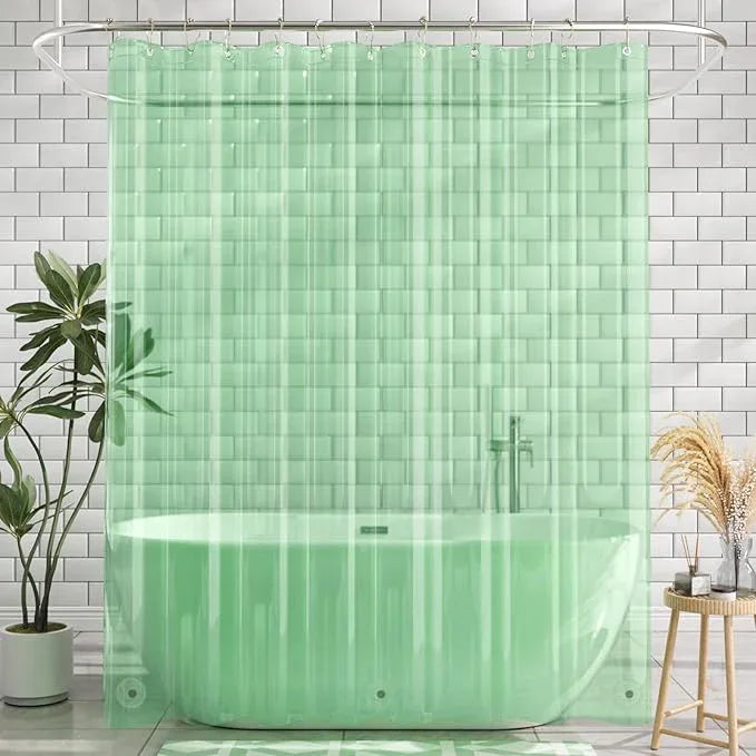 AmazerBath Shower Curtain Liner, 72x72 Transparent Mint Green Shower Liner, Lightweight Plastic Shower Curtain Liners, Waterproof Shower Liner for Bathroom with 3 Magnets and 12 Grommet Holes - ModernBath
