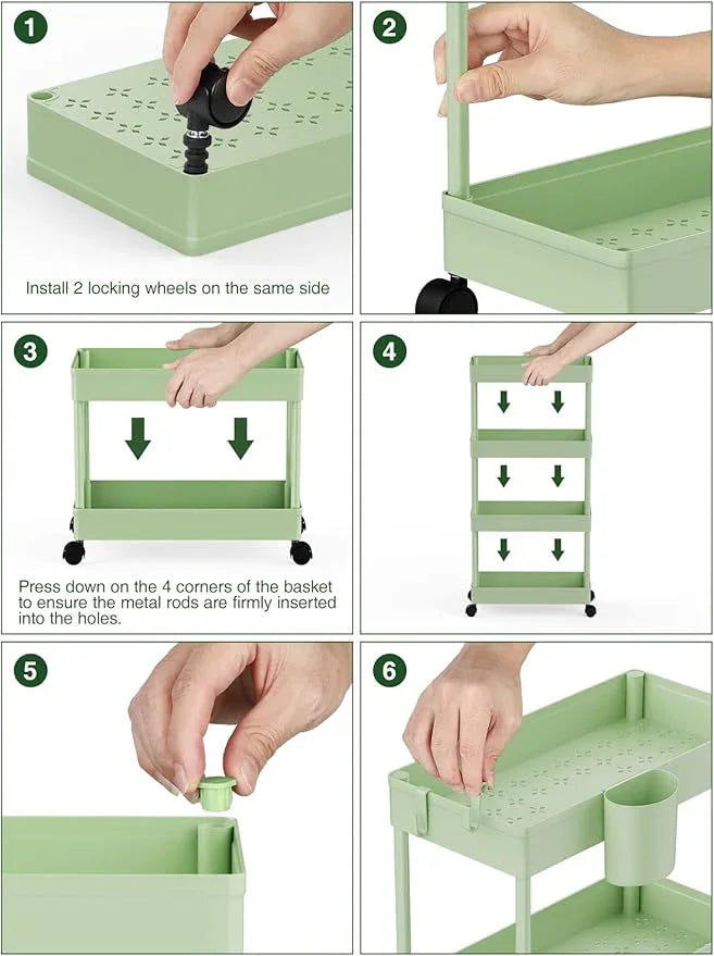 LEHOM Slim Rolling Storage Cart - 4 Tiers Bathroom Organizer Utility Cart Slide Out Storage Shelves Mobile Shelving Unit for Kitchen, Bedroom, Office, Laundry Room, Small Narrow Spaces(7.1" W+Green) - ModernBath