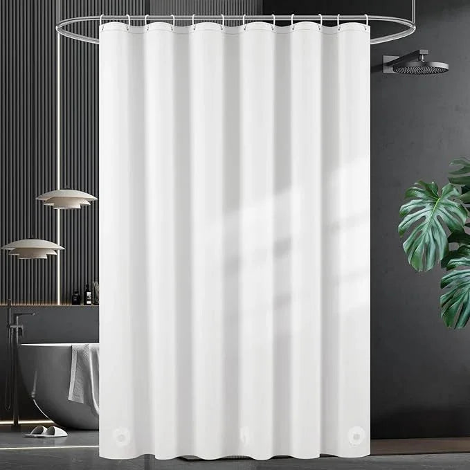 UFRIDAY White Short Shower Curtain Liner Premium PEVA 72 x 66 inch,Heavy Duty Shower Curtain with 3 Weighted Magnets, Plastic Waterproof Grey Shower Curtains for Bathroom with 12 Hooks - ModernBath